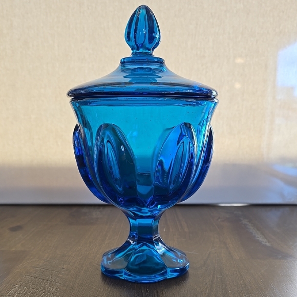 Other - Elegant Blue Glass Candy Jar